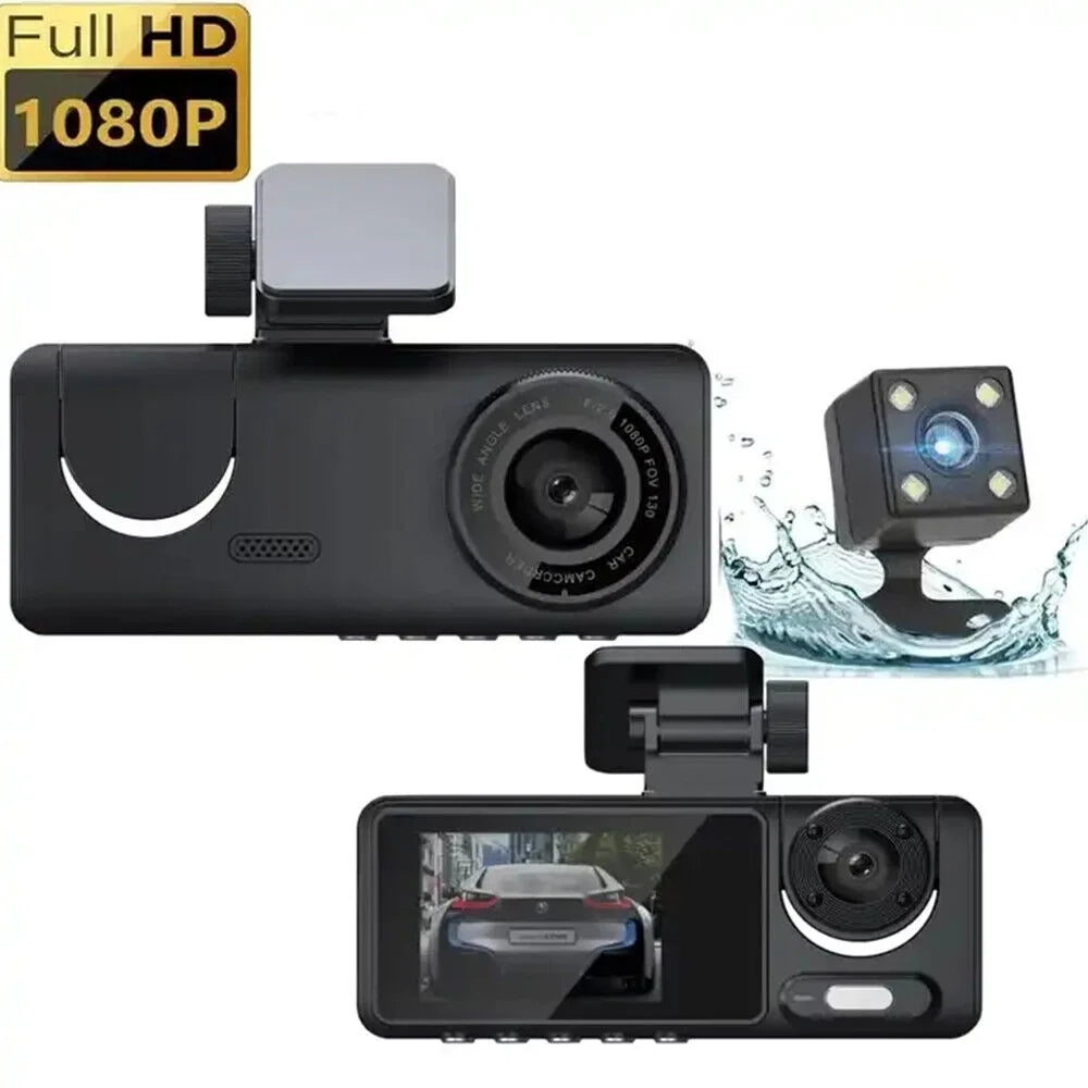 Onemayship High Definition 1080P 3-in-1 In-Car Camera Sizeystem Front Rear Inside Crisp Video Recording G-sensor