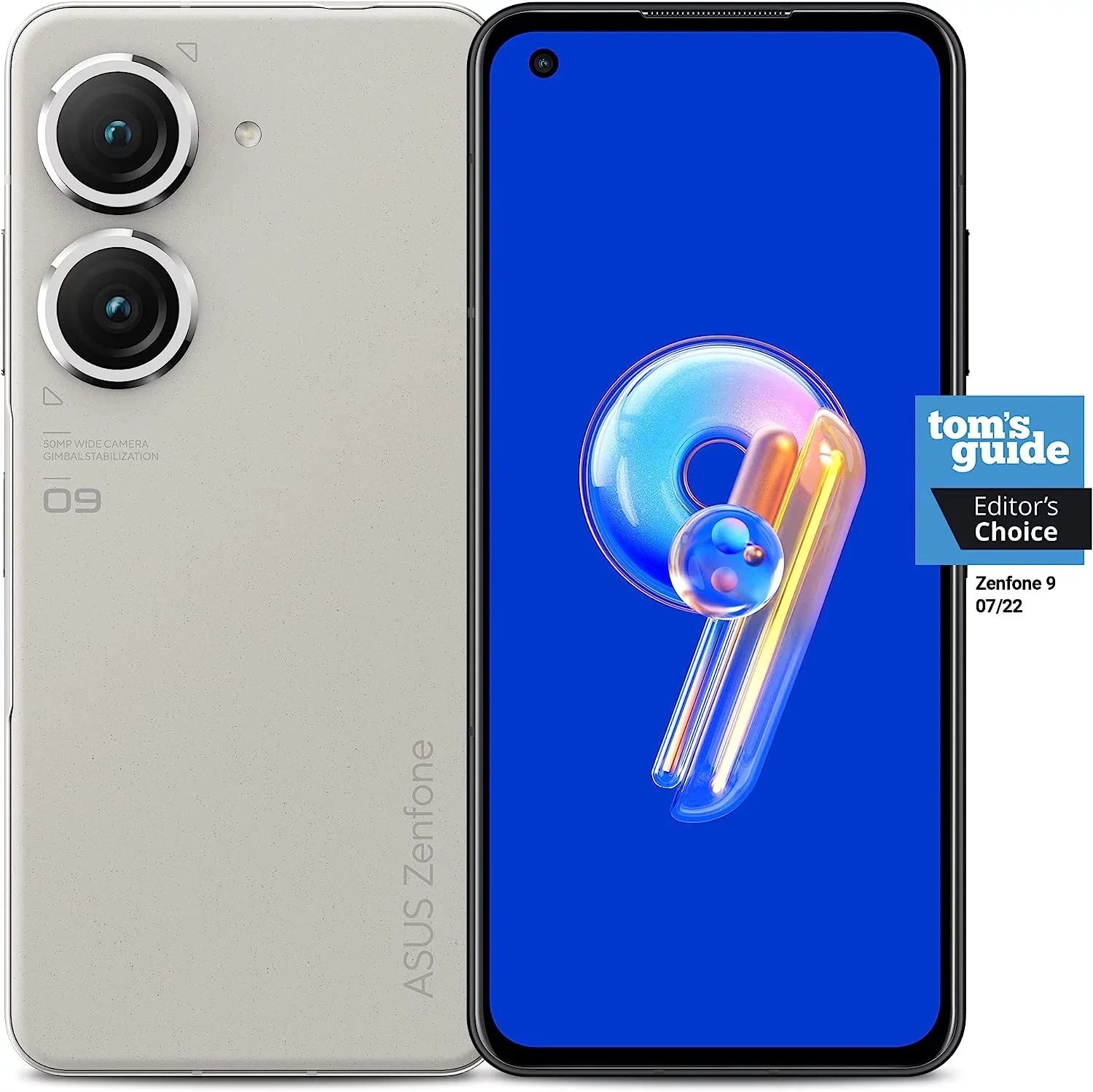 ASizeUSize ZenFone 9, 5.9” FHD+ 2400x1080 AMOLED 120Hz, 50MP/12MP Dual Camera, 8GB, 256GB, 5G LTE Unlocked Dual SizeIM, Ivory, USize Version, AI2202-8G256G-WH