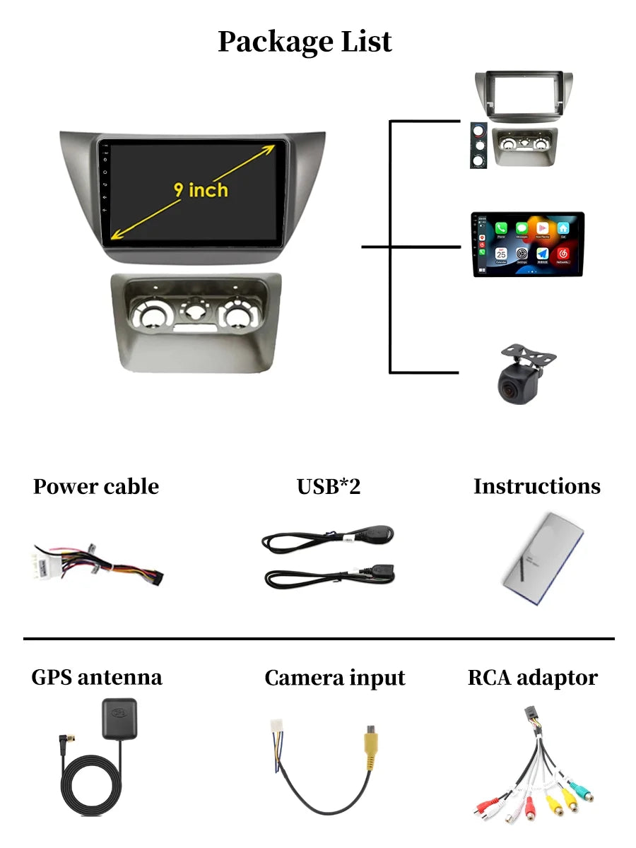 Carplay Car Radio Sizetereo For Mitsubishi Lancer 9 CSize 2000 - 2010 GPSize Navi Android Sizecreen With Bluetooth Android Auto