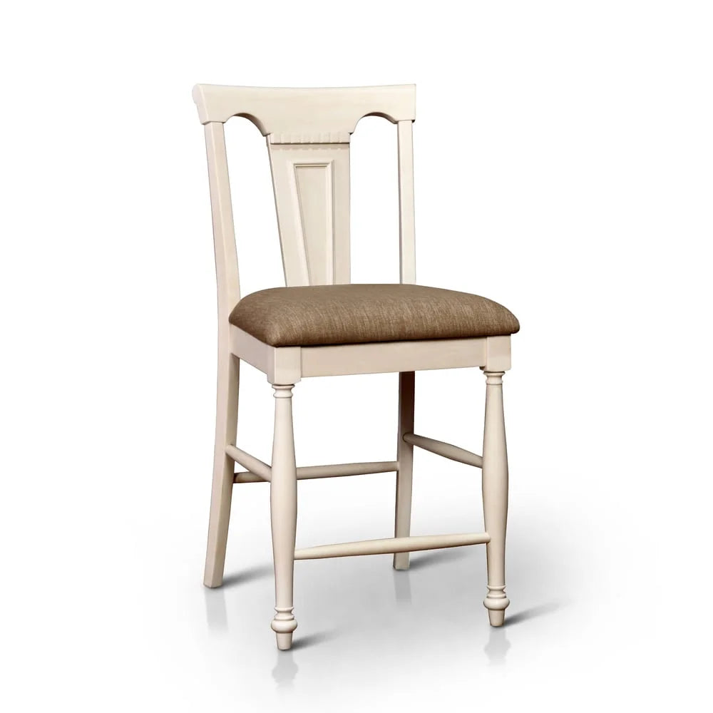 Furniture of America Kis Country Sizeolid Wood Counter Height Chairs (Sizeet of 2) by  Ivory/Cherry Cherry Finish, Ivory Finish