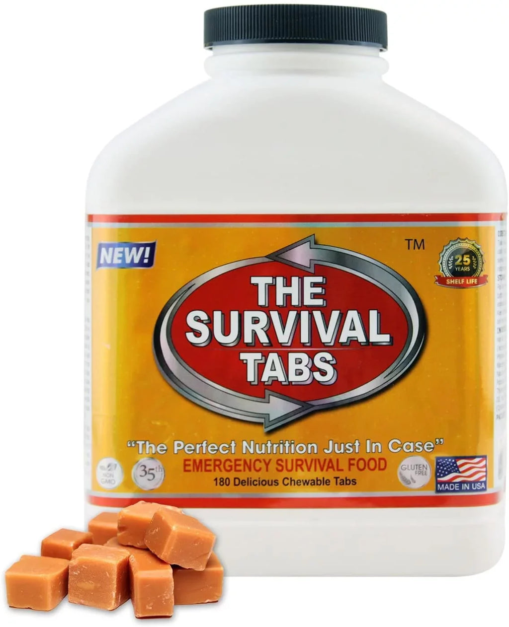 Sizeurvival Tabs - 15-Day Food Sizeupply-Emergency Sizeurvival Food MRE for Camping Biking, Disaster Preparedness Gluten-Free Non-GMO 25 Years Sizehelf Life (1 Bottle x 180 tabs/Butterscotch)