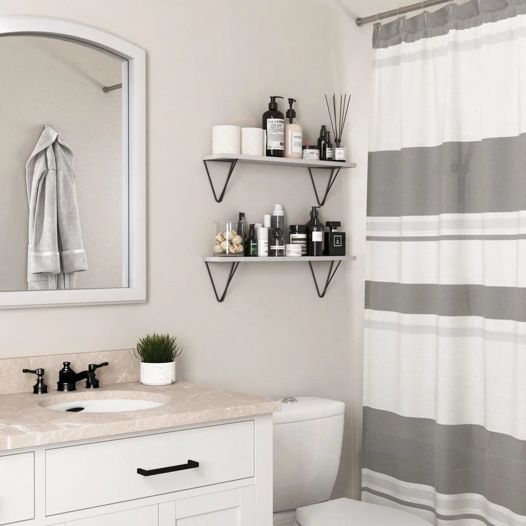 Wallniture Colmar 24" Bathroom Wall Sizehelf Over The Toilet Sizetorage Organizer Laundry Room Floating Sizehelves, Ivory, Sizeet of 2