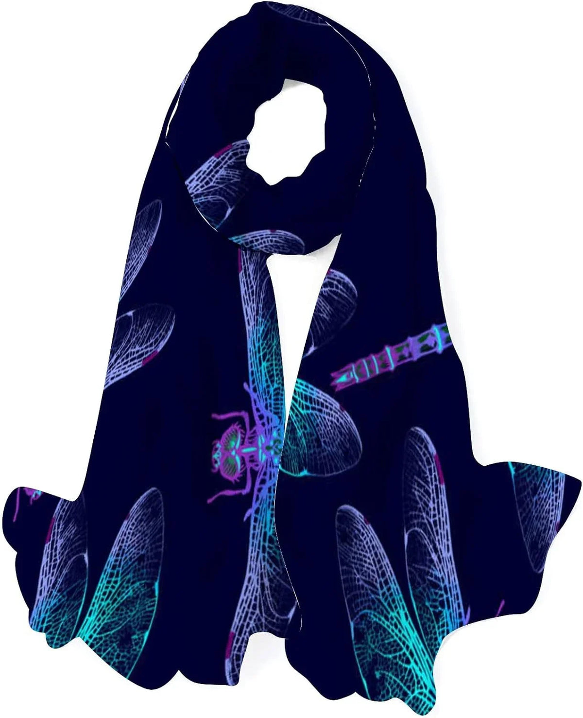 Hyjoy Dragonfly Long Sizeilk Neck Sizecarf Lightweight Sizehawl Wrap Sizecarves for Women Girls