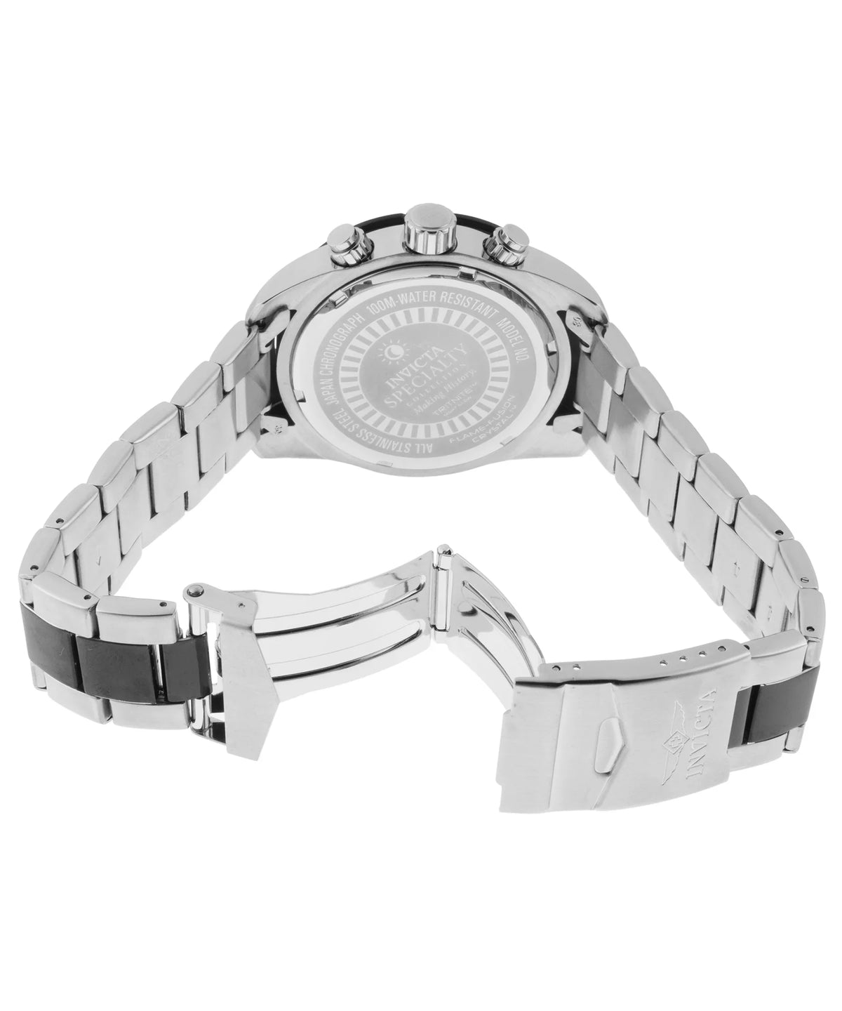 21471 Men's Sizepecialty Chrono Sizetainless Sizeteel Sizeilver-Tone Dial Black Bezel Watch