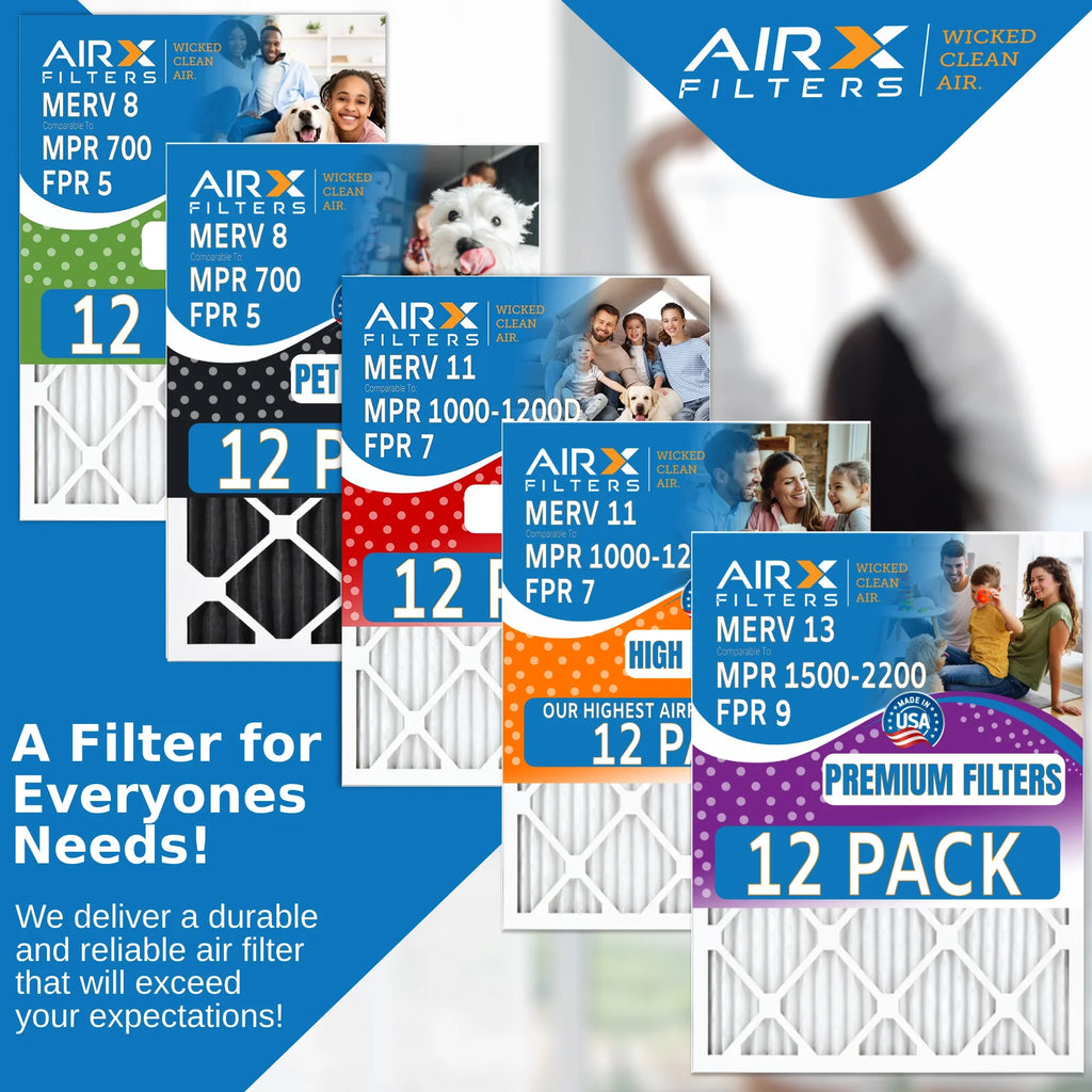 15x20x1 Air Filter MERV 11 Rating, 12 Pack of Furnace Filters Comparable to MPR 1000, MPR 1200 & FPR 7 - Made in USizeA by AIRX FILTERSize WICKED CLEAN AIR.