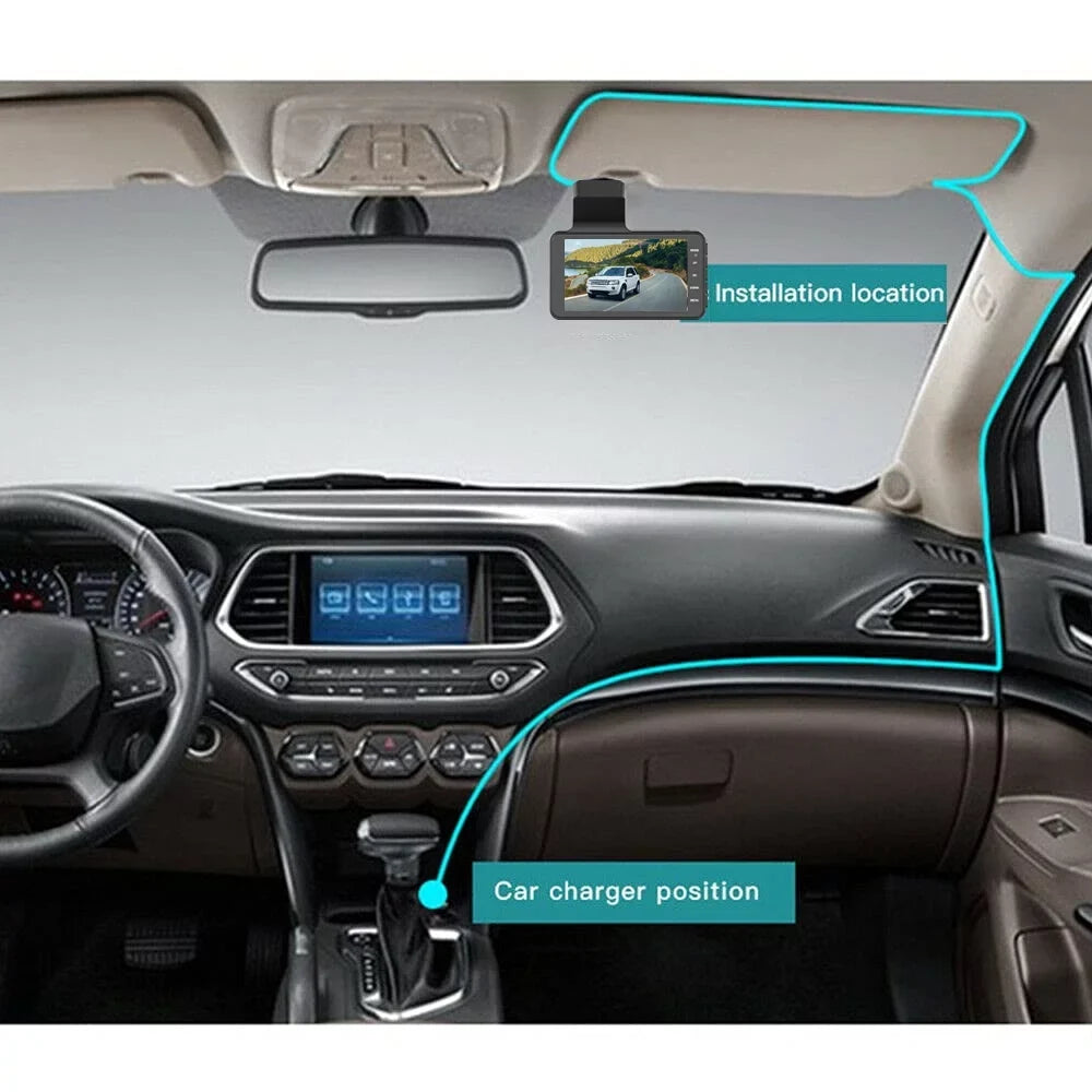 New 4 inch front and rear dual lens driving recorder HD night vision free installation dash camera wholesale