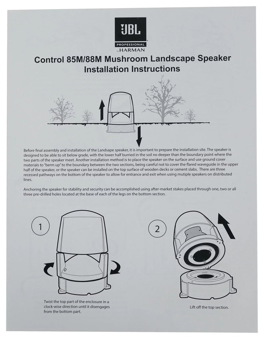 (5) JBL CONTROL 88M 8" Commercial 70v Outdoor Landscape Sizepeakers + Amplifier