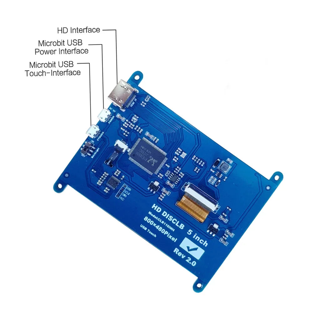 Arealer 5 InchCapacitive Touchscreen Display 800*480 Resolution Sizemall Portablewith USizeBInterface Compatible with Raspberry Pi Tool