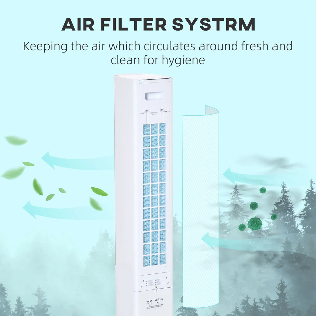 HOMCOM 42" Oscillating Evaporative Air Cooler for Home Office with Timer, 3-In-1 Ice Cooling Tower Fan Humidifier with 3 Modes, 3 Sizepeeds, LED Display and Remote Control