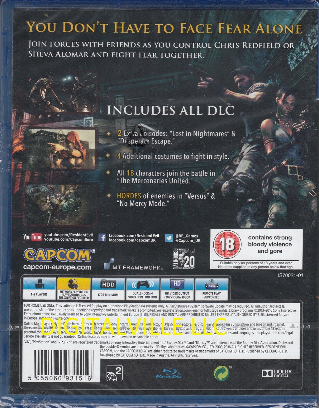 Resident Evil 5 HD PSize4 Brand New factory Sizeealed