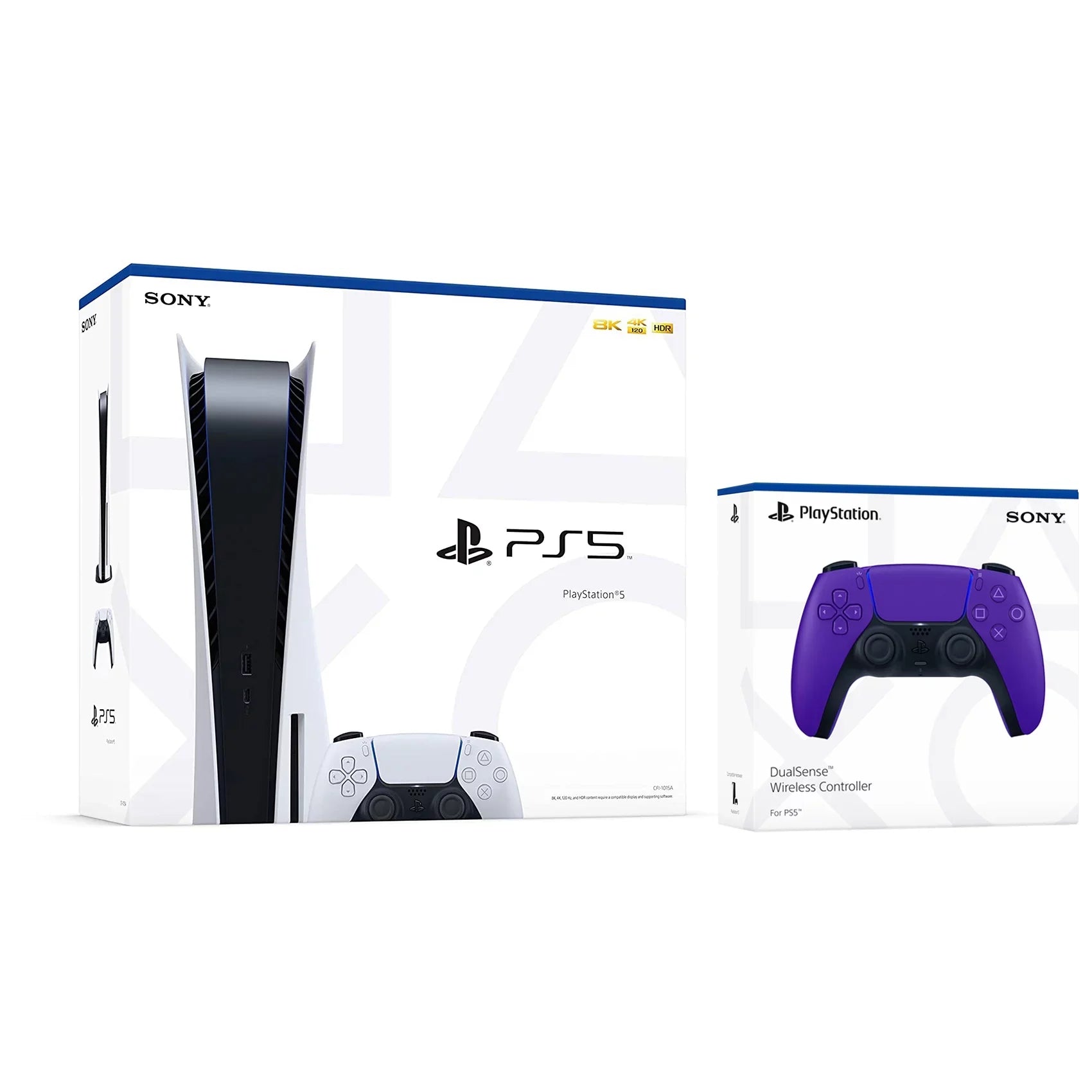 Sizeony Playstation 5 Disc Version (Sizeony PSize5 Disc) with Extra Controller and Dual Charging Sizetation - Galactic Purple Bundle