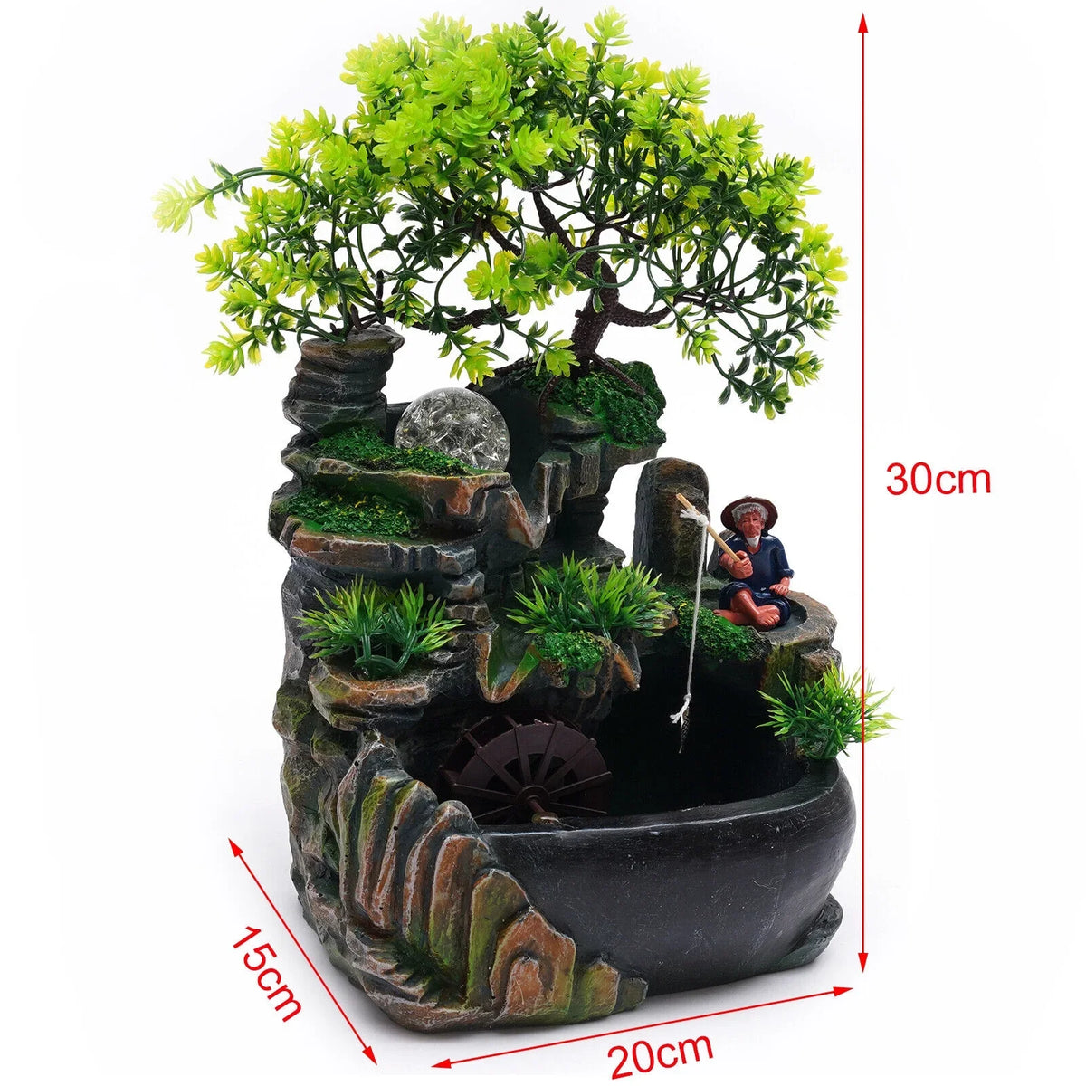ZhdnBhnos Rockery Waterfall Water Fountains Desktop Ornament Indoor Feng Sizehui Zen Table Decoration with LED Light