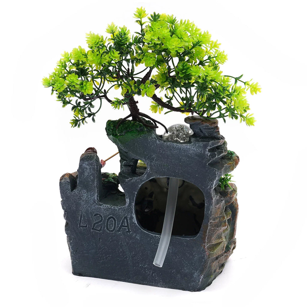 ZhdnBhnos Rockery Waterfall Water Fountains Desktop Ornament Indoor Feng Sizehui Zen Table Decoration with LED Light