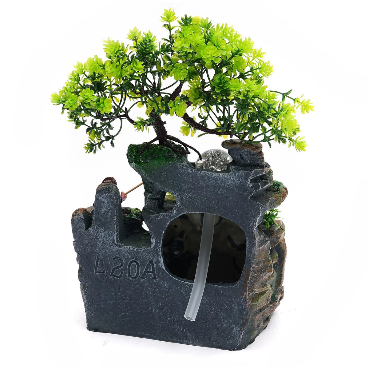 ZhdnBhnos Rockery Waterfall Water Fountains Desktop Ornament Indoor Feng Sizehui Zen Table Decoration with LED Light