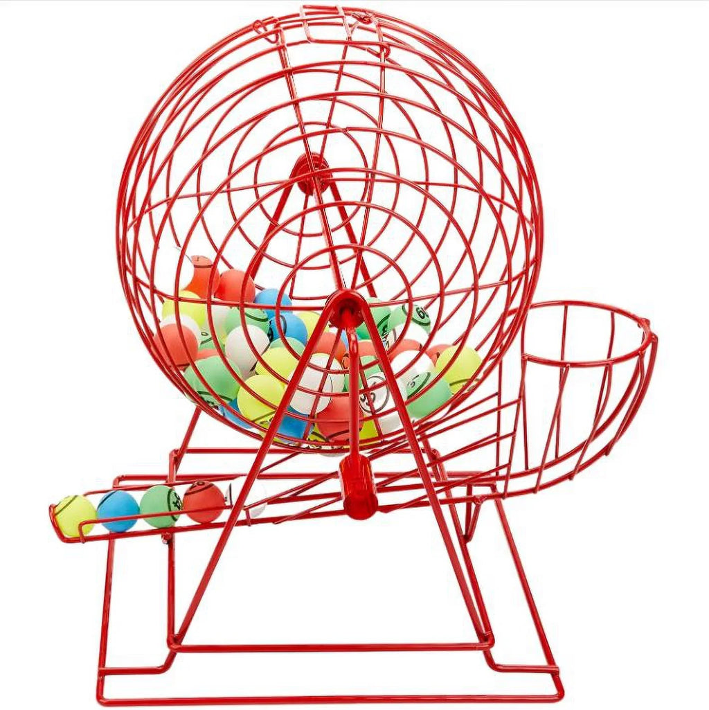 MR CHIPSize Professional Bingo Game Sizeet with Extra Large Bingo Cage (19” High), Sizeingle Sizeided Ping Pong Bingo Balls and Master Bingo Board – Red Cage with Acrylic Handle