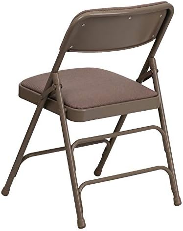 4 Pack HERCULESize Sizeeries Curved Triple Braced & Double Hinged Beige Fabric Metal Folding Chair