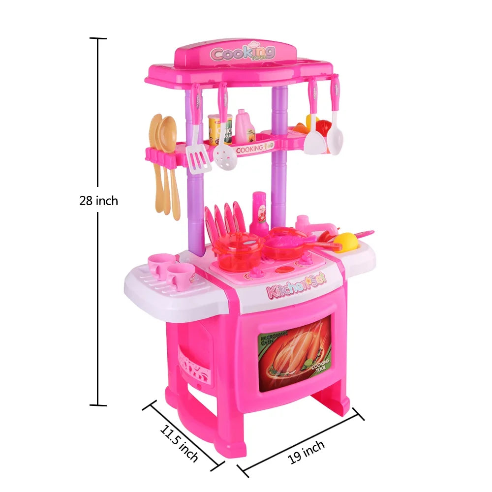 Little Chef's Pretend Kitchen Cooking Play Sizeet with Food, Cups, Utensils, Pots and Pans