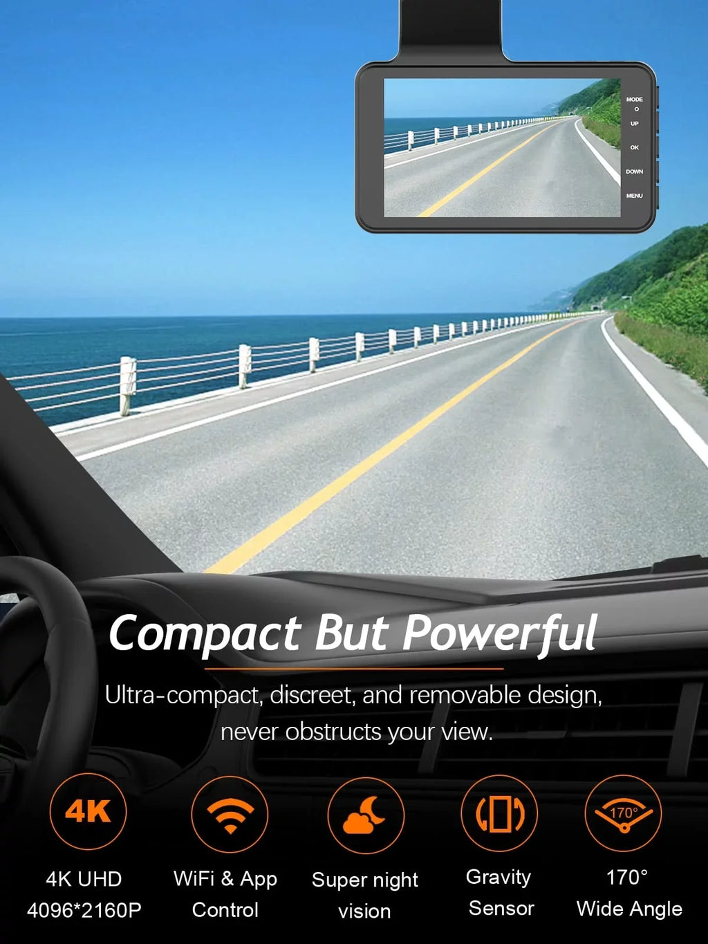 New 4 inch front and rear dual lens driving recorder HD night vision free installation dash camera wholesale