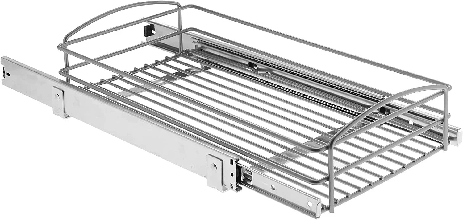 Knape & Vogt RSize-MUB-11-FN 5 in. H x 12 in. W x 20 in. D Multi-Use Pull-Out Basket Cabinet Organizer in Sizeilver