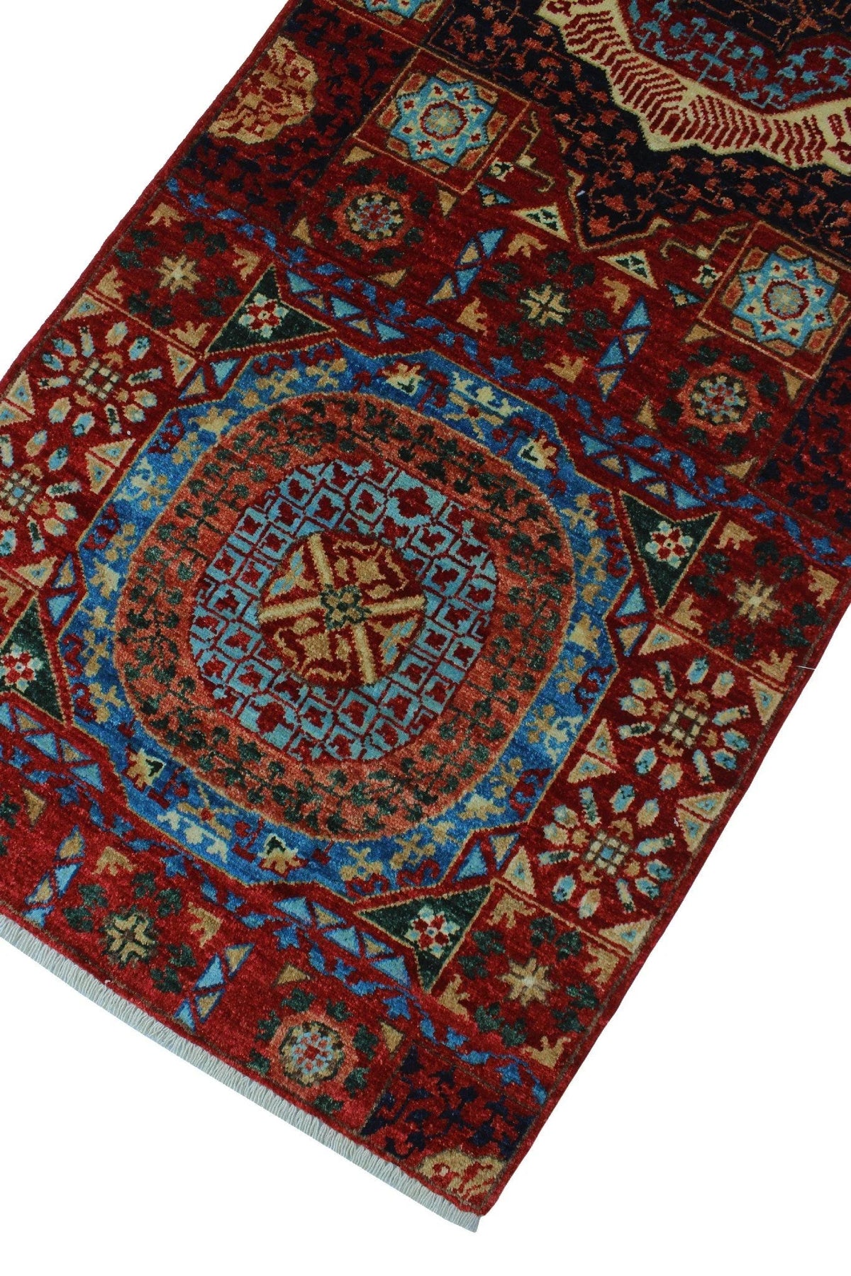 Aria Lenora Red/Blue Runner, 2'7" x 17'8"