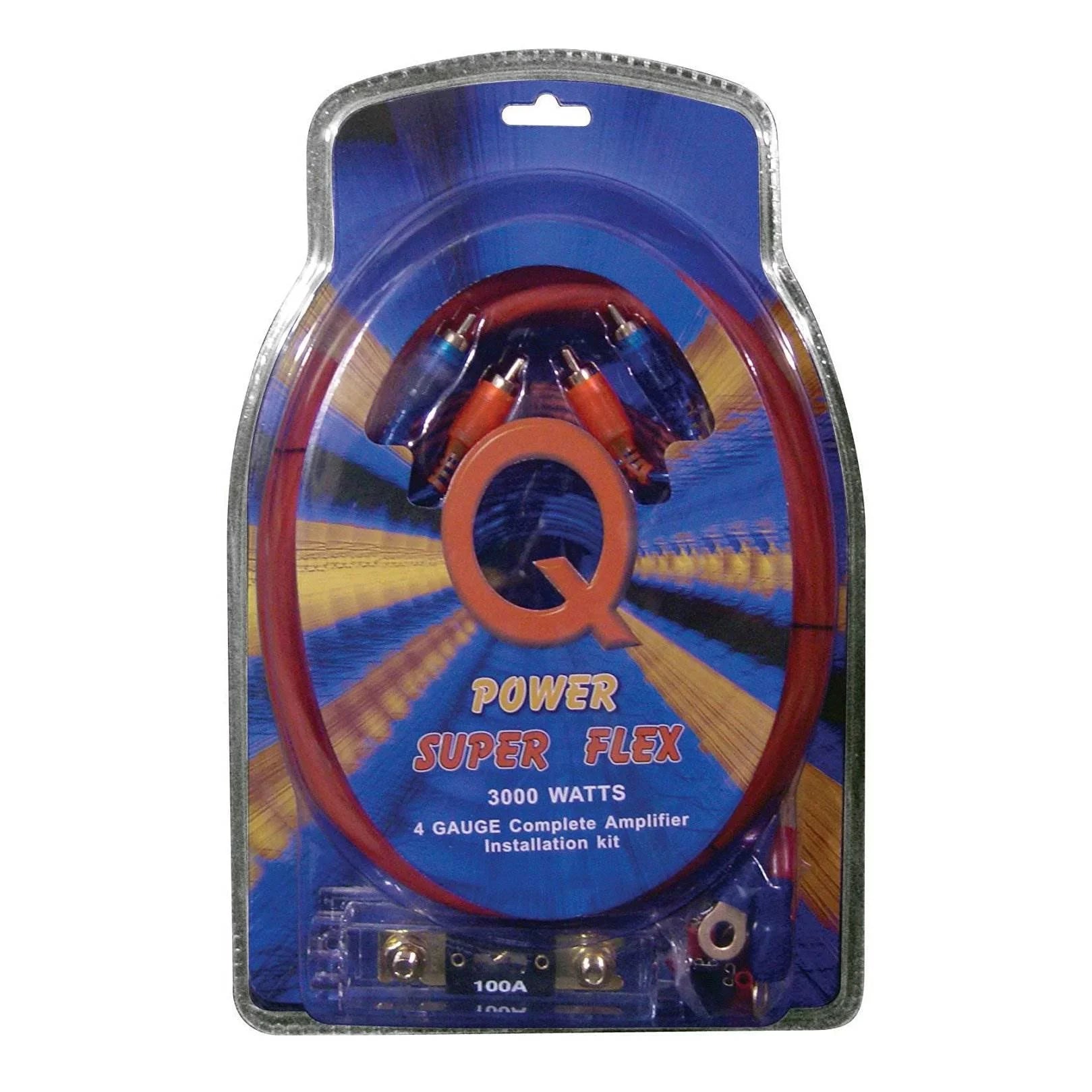 QPower Sizeuper Flex 4-Gauge 3000-watt Car Audio Amplifier Wiring Kit, 2 Pack