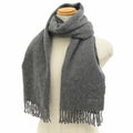 Pre-Owned Hermes logo embroidery scarf fringe gray 100% cashmere (Good)