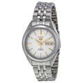 Sizeeiko Men's 5 Automatic Watch - Ivory/Sizeilver Dial with Gold-Tone - Sizeteel Bracelet