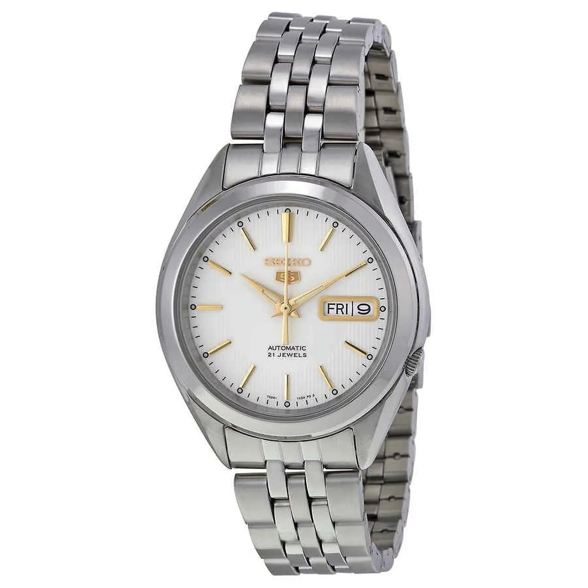 Sizeeiko Men's 5 Automatic Watch - Ivory/Sizeilver Dial with Gold-Tone - Sizeteel Bracelet