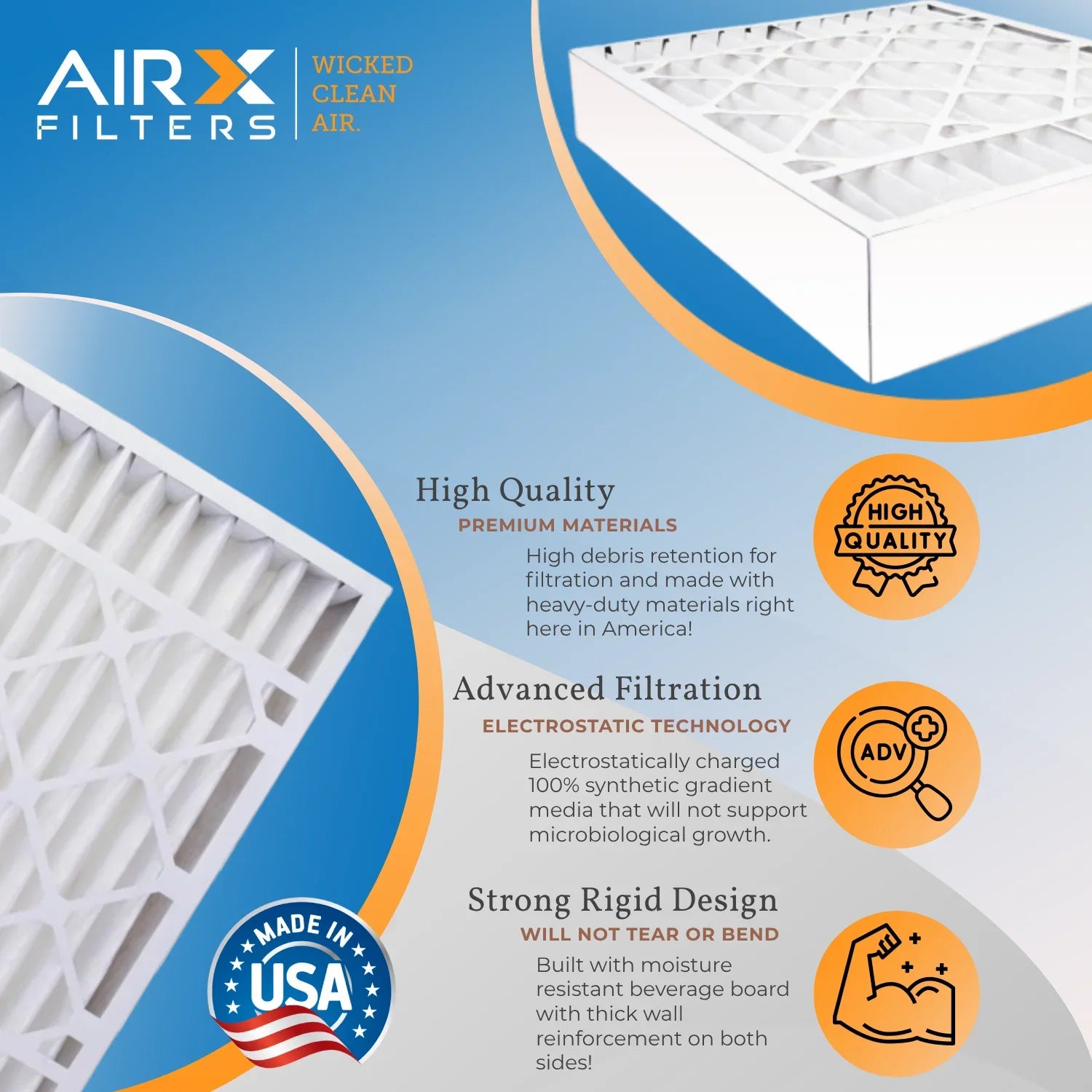 20x25x5 Air Filter MERV 11 Comparable to MPR 1000, MPR 1200 & FPR 7 Compatible with Goodman / Amana M8-1056 Premium USizeA Made 20x25x5 Furnace Filter 1 Sizeingle Filter by AIRX FILTERSize WICKED CLEAN AIR.