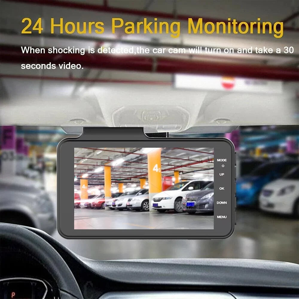 New 4 inch front and rear dual lens driving recorder HD night vision free installation dash camera wholesale