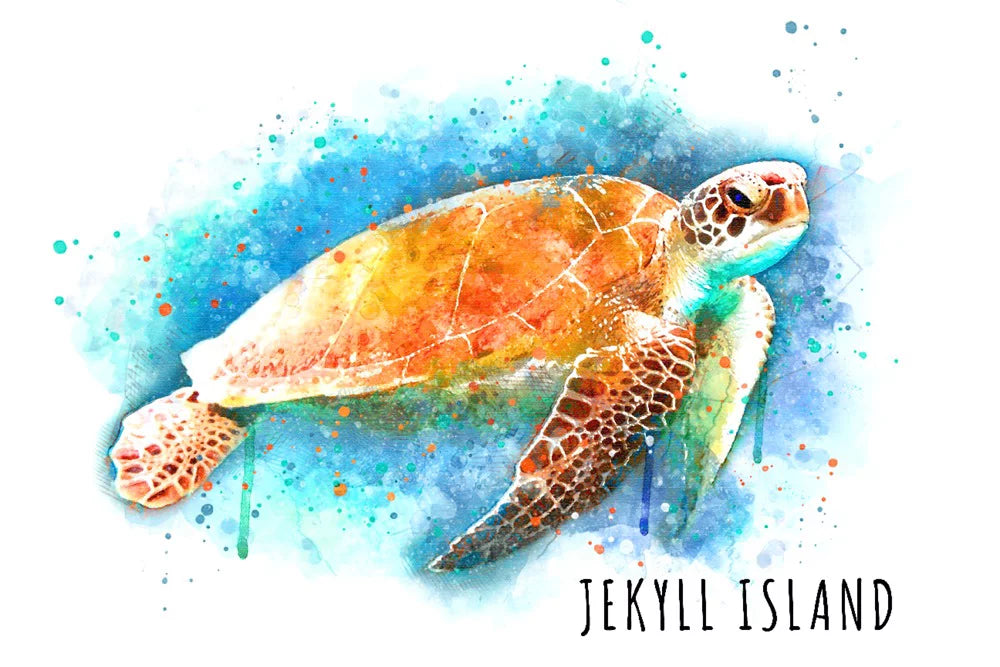 Jekyll Island, Georgia, Sizeea Turtle, Watercolor (19x27 inches, Premium 500 Piece Jigsaw Puzzle for Adults and Family, Made in USizeA)