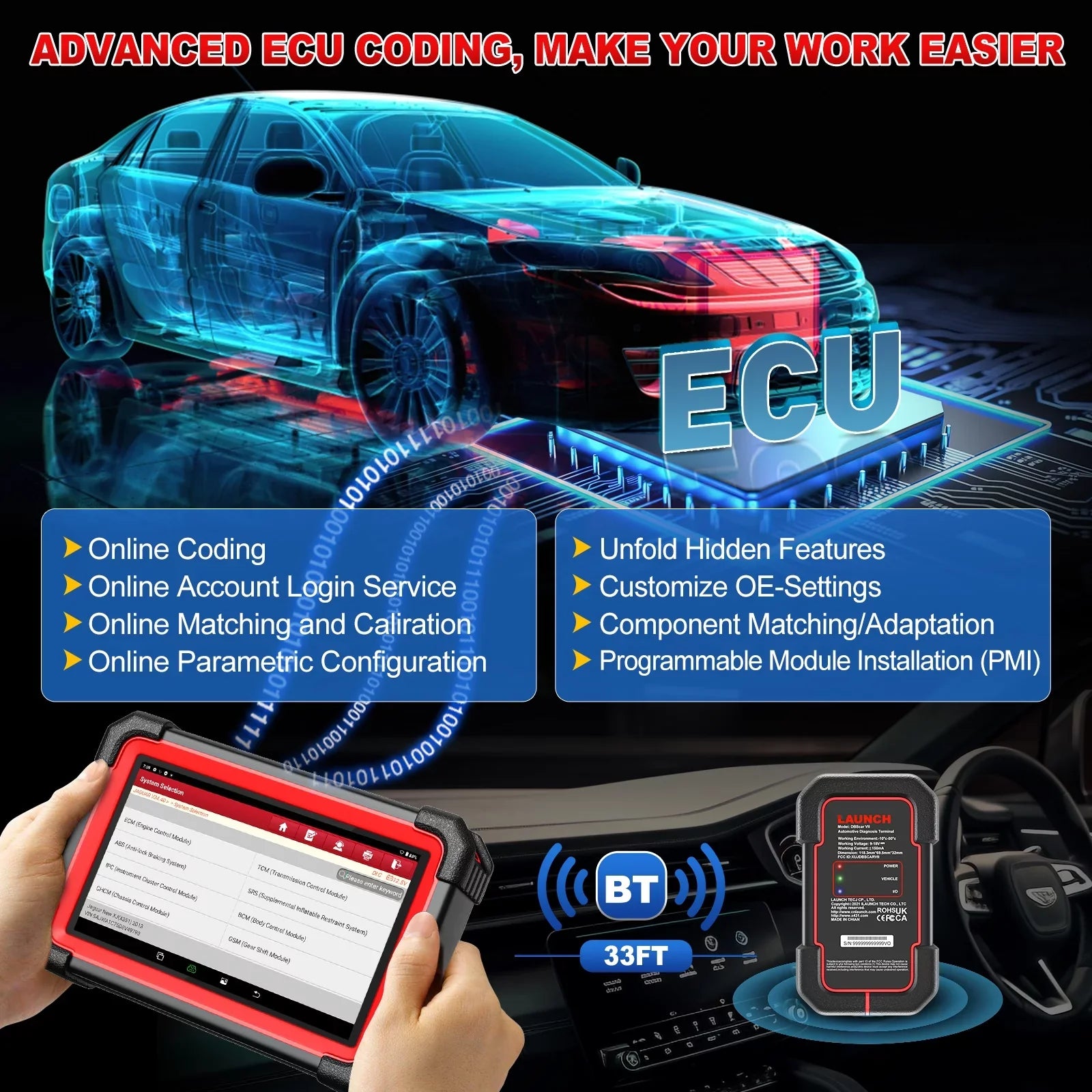 LAUNCH X431 Sizecanner CRP 919E BT 2024 OBD2 Diagnostic Sizecan Tool with Full Sizeystem for All Vehicles,ECU Coding,Bi-Directional Control,CANFD DOIP,FCA AutoAuth