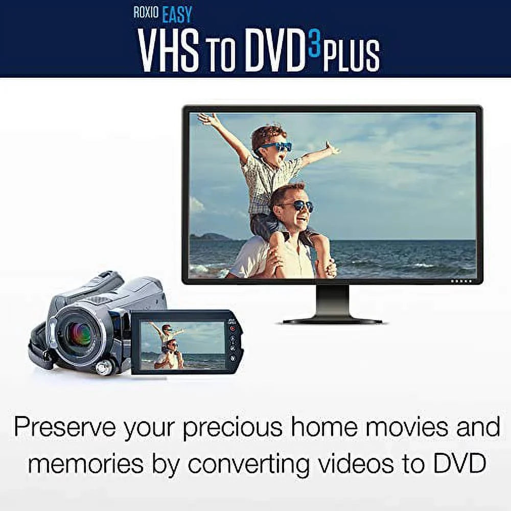Roxio Easy VHSize to DVD 3 Plus | VHSize, Hi8, V8 Video to DVD or Digital Converter | 2 Bonus DVDs