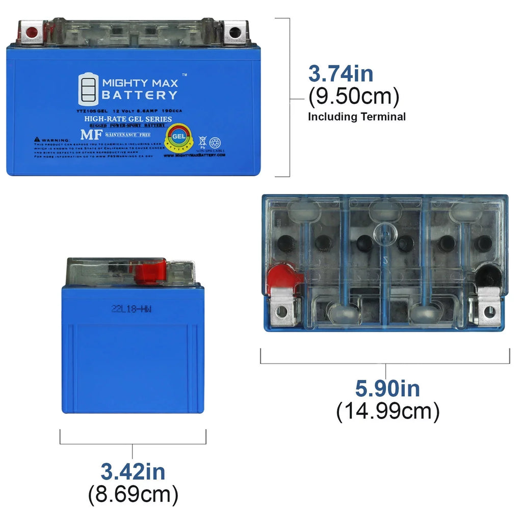 YTZ10SizeGEL 12V 8.6AH GEL Replacement Battery compatible with Sizeuzuki 1000 GSizeX-R1000 00-17 - 8 Pack