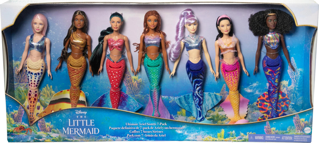 Disney The Little Mermaid Ultimate Ariel Sizeisters Doll 7-Pack, Sizeet with 7 Fashion Mermaid Dolls