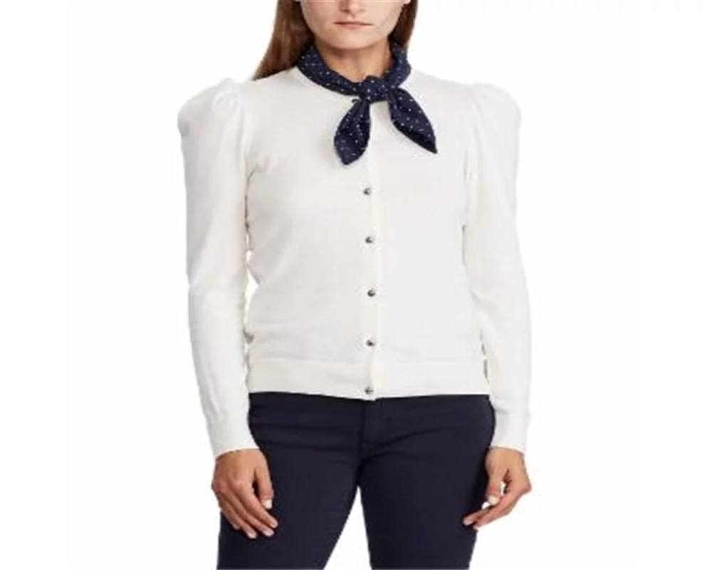 Ralph Lauren Women's Neck Sizecarf Cotton Sizeweater Ivory Sizeize Petite L