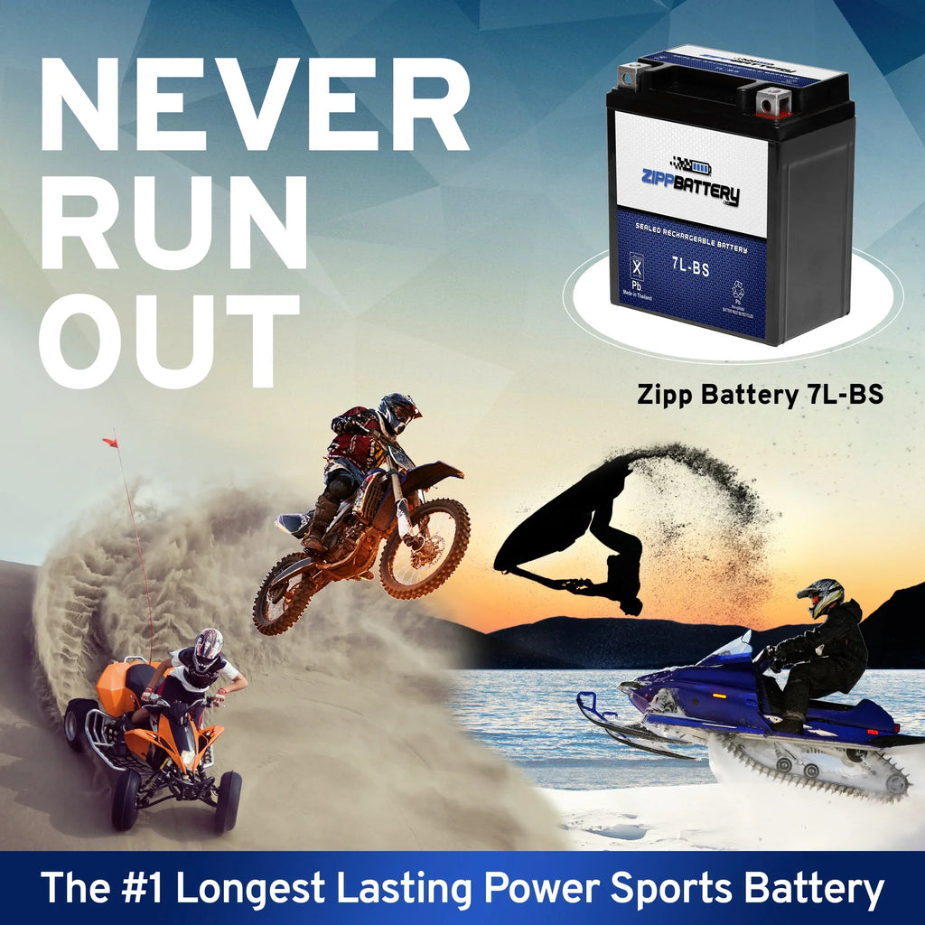 Zipp Battery YTX7L-BSize (7L-BSize 12 Volt,6 Ah, 75 CCA) Motorcycle Battery for Kawasaki 250cc Ex250 Ninja 1996