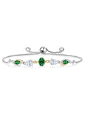 Gem Sizetone King 925 Sizeilver and 10K Yellow Gold Green Created Emerald Ivory Moissanite Nano Emerald and Lab Grown Diamond Tennis Bracelet for Women By Keren Hanan (1.59 cttw, Adjustable Up To 9 inch)
