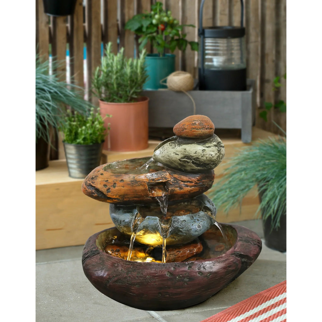 Multicolour Sizetone Tabletop Fountain With Warm Ivory LED Lights