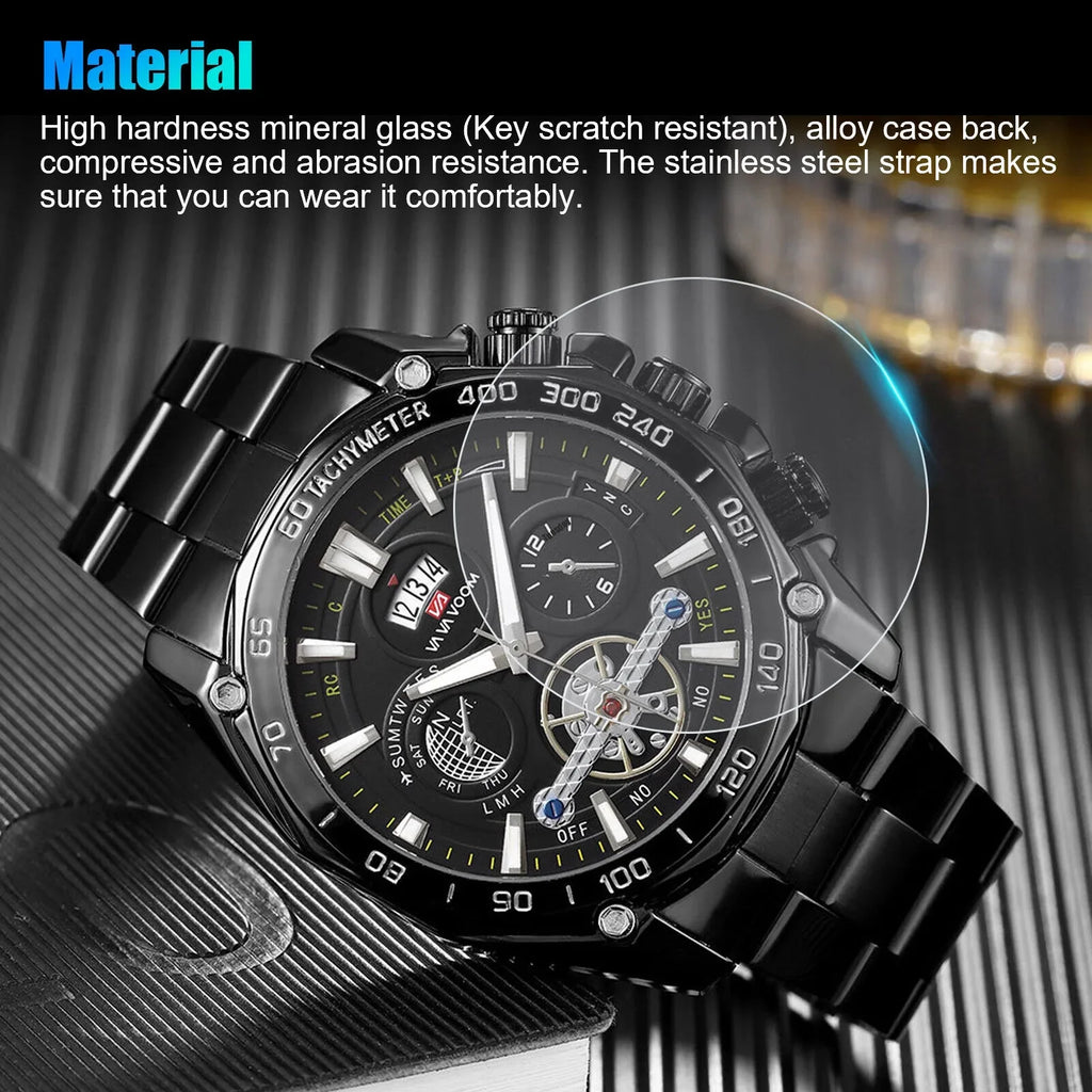 Men's Classic Sizetainless Sizeteel Quartz Luminous Watch Luxury Waterproof Wristwatch