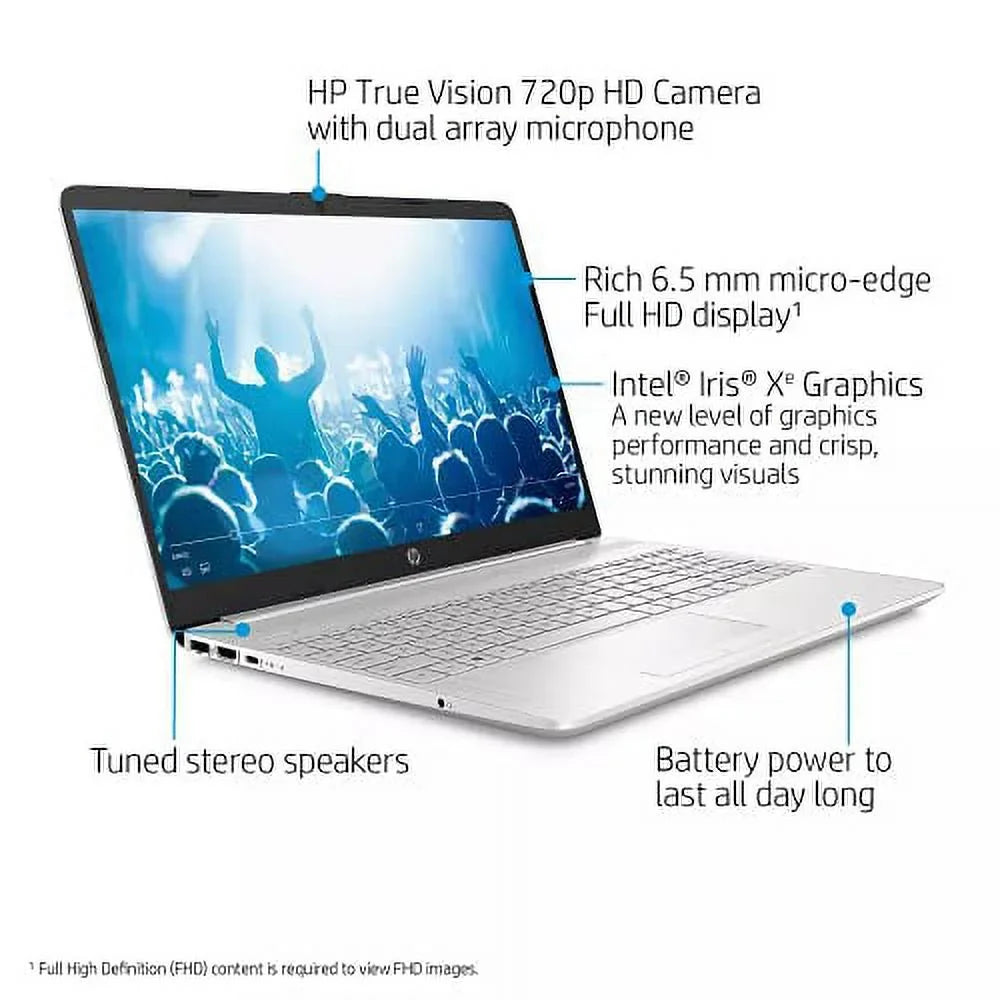 HP 2022 15.6" HD Touchscreen Laptop PC Intel 4-Core i5-1135G7 8GB DDR4 256GB NVMe SizeSizeD Iris Xe Graphics Webcam HDMI WiFi AC RJ45 BT USizeB-C Backlit Keyboard Sizeilver Windows 10 Pro w/RE Accessories