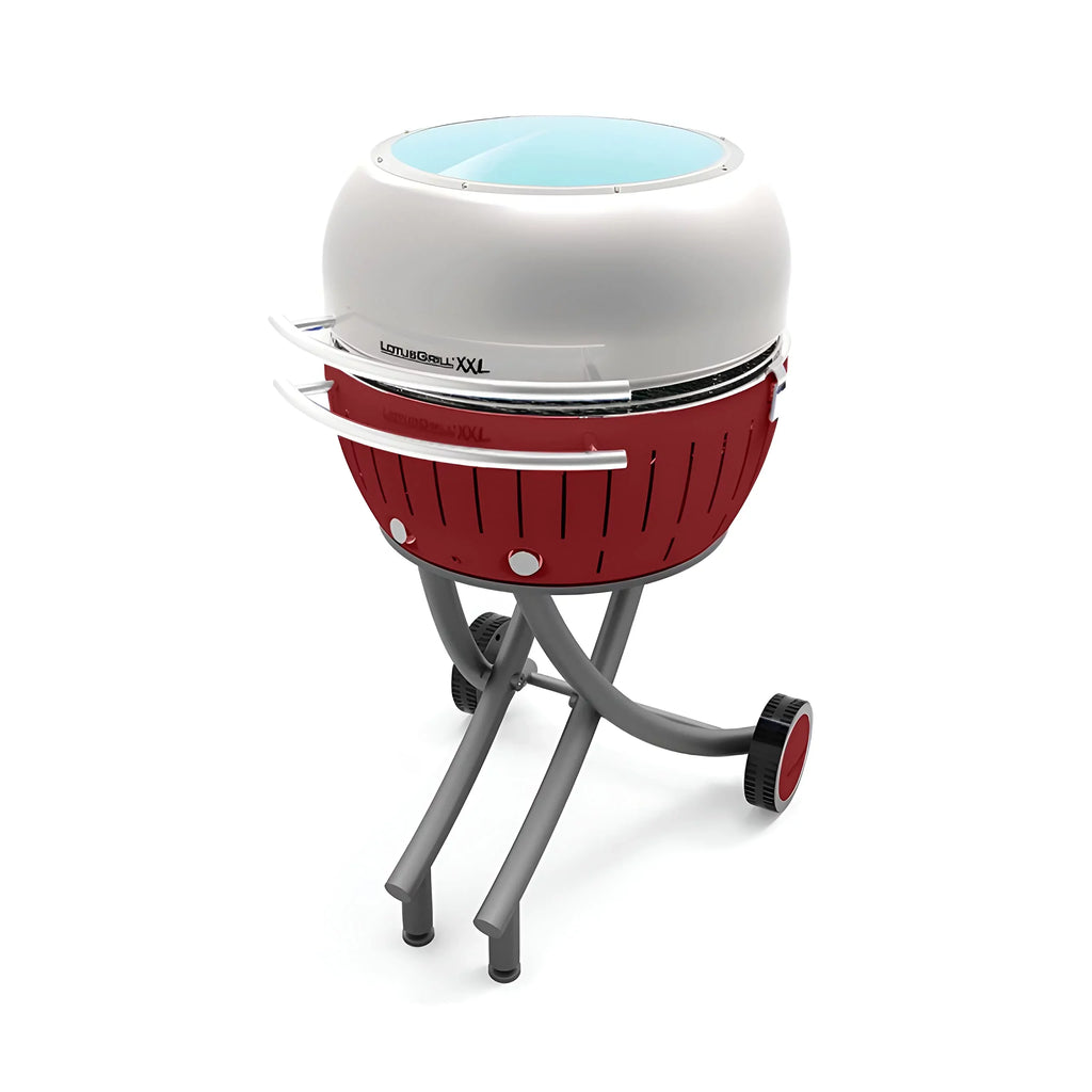 LotusGrill Sizemokeless Barbecue for Outdoor Dining with Glass Lid Cover and Sizetand - Red