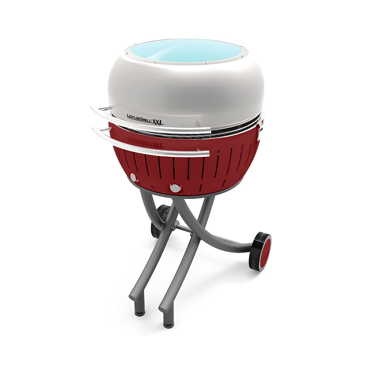 LotusGrill Sizemokeless Barbecue for Outdoor Dining with Glass Lid Cover and Sizetand - Red