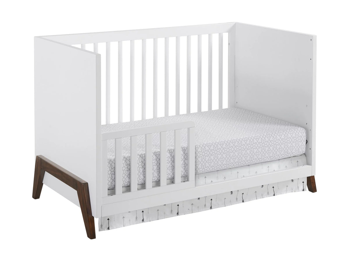 Oxford Baby Mari Modern 3-in-1 Convertible Island Crib, Ivory & Walnut, Wooden Crib