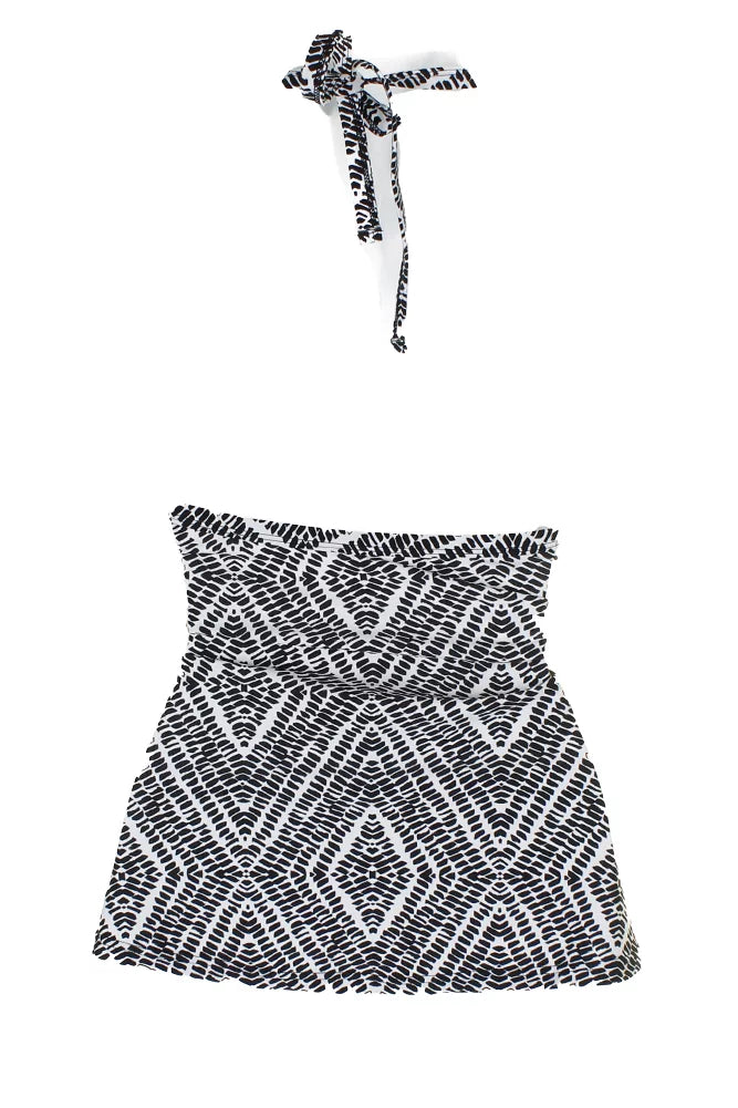 Island Escape Black Ivory Diamond Bay High-Neck Macrame Tankini Top 12