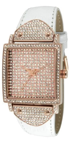 Couture J5667RG Crystal Case Rose Gold Ivory Leather Watch