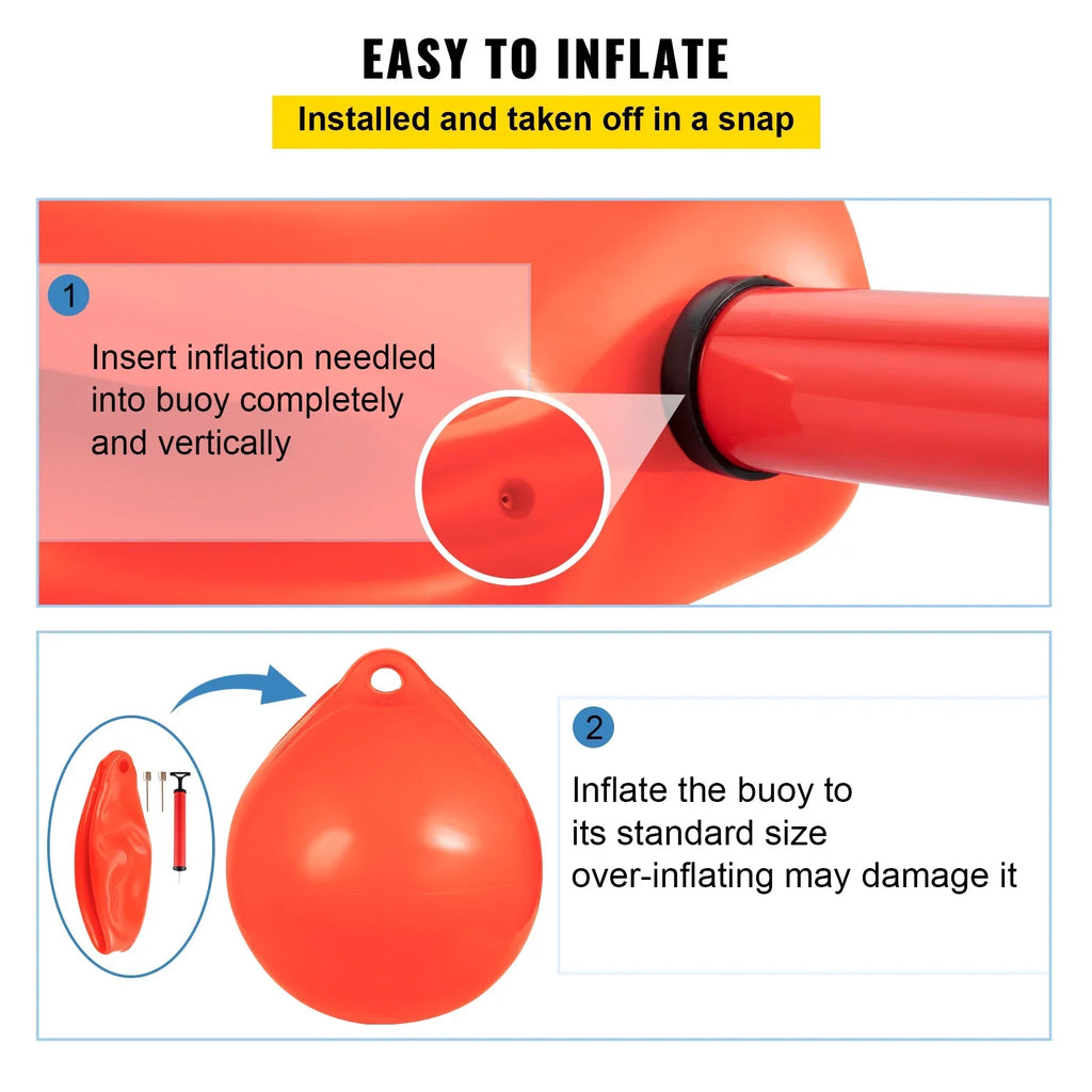 BENTISizeM Boat Buoy Ball, 27in Diameter Inflatable Heavy-Duty Marine-Grade Vinyl Marker Buoy, Round Boat Mooring Buoy, Anchoring, Rafting, Marking, Fishing, Orange