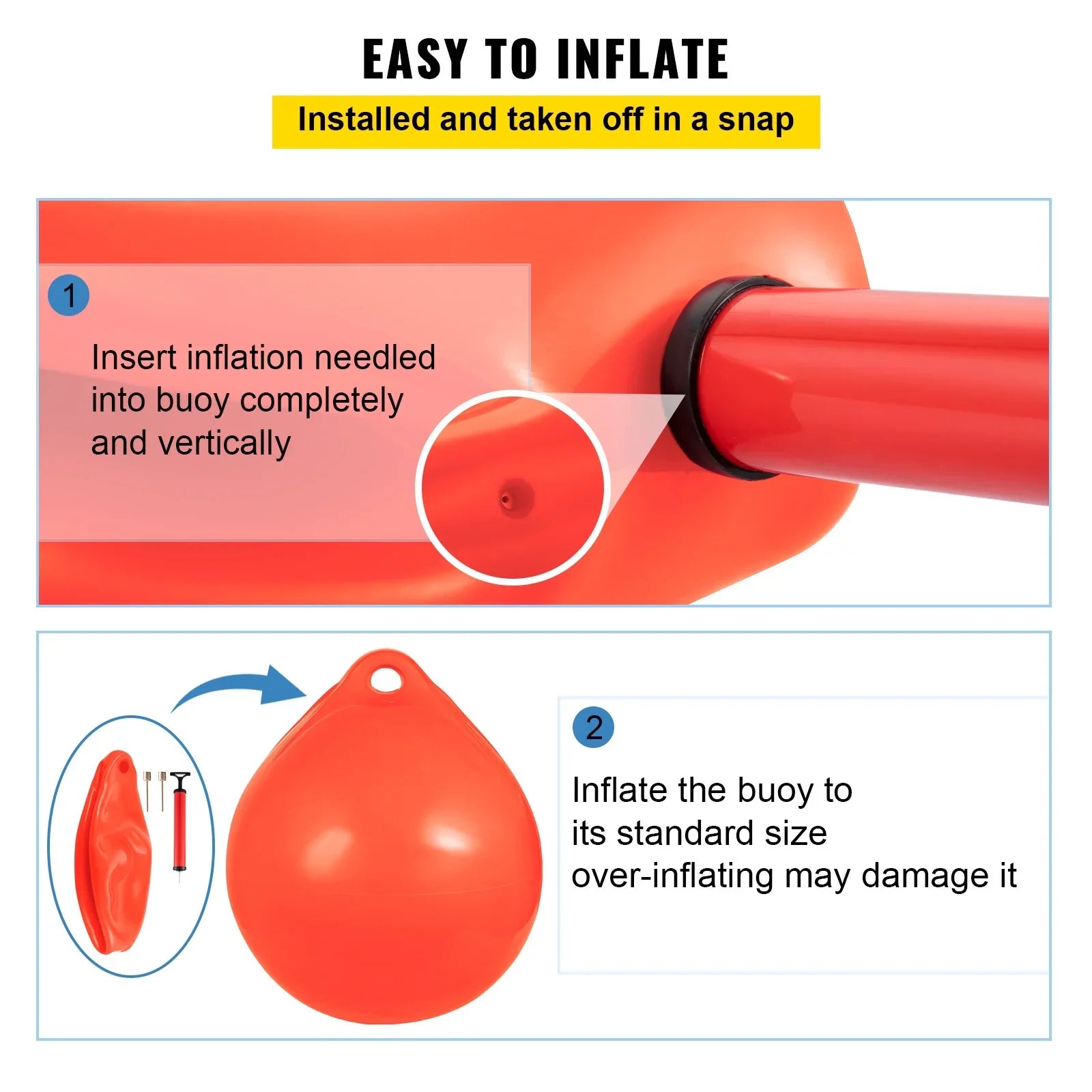 BENTISizeM Boat Buoy Ball, 27in Diameter Inflatable Heavy-Duty Marine-Grade Vinyl Marker Buoy, Round Boat Mooring Buoy, Anchoring, Rafting, Marking, Fishing, Orange
