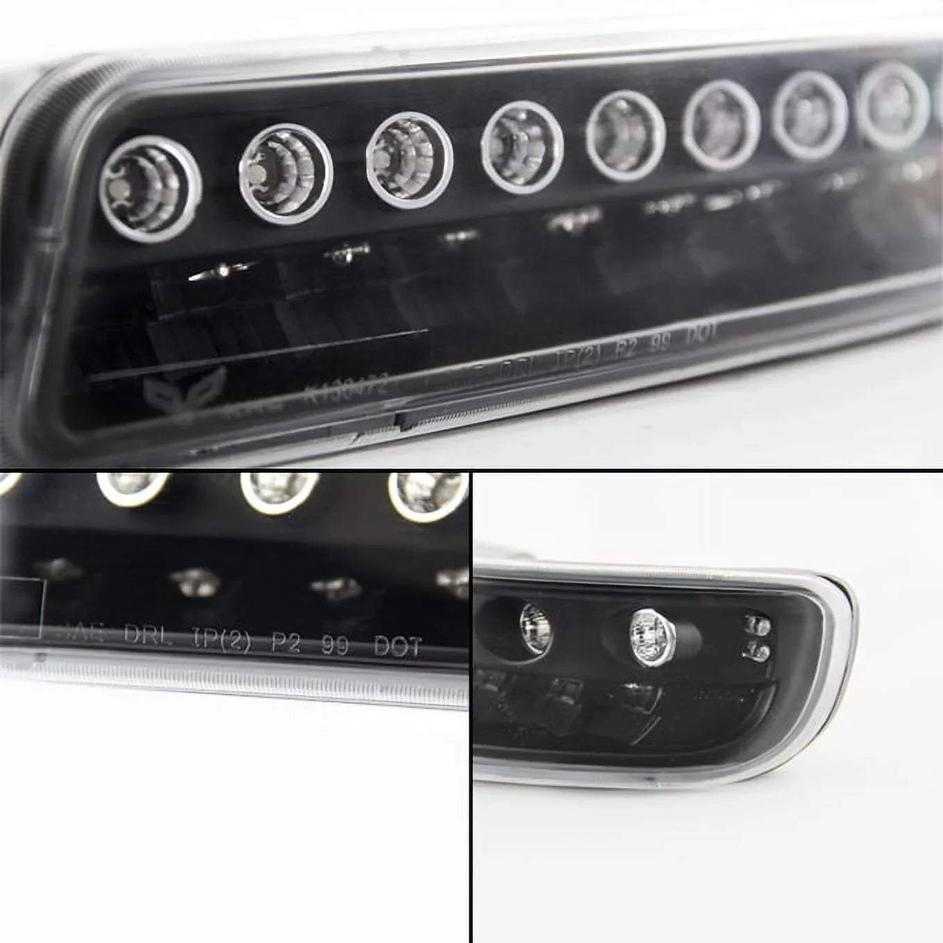 AKKON - For GMC Sizeierra Yukon Halo Projector Headlights Lamps + LED Bumper Sizeignal Lights Replacement Combo