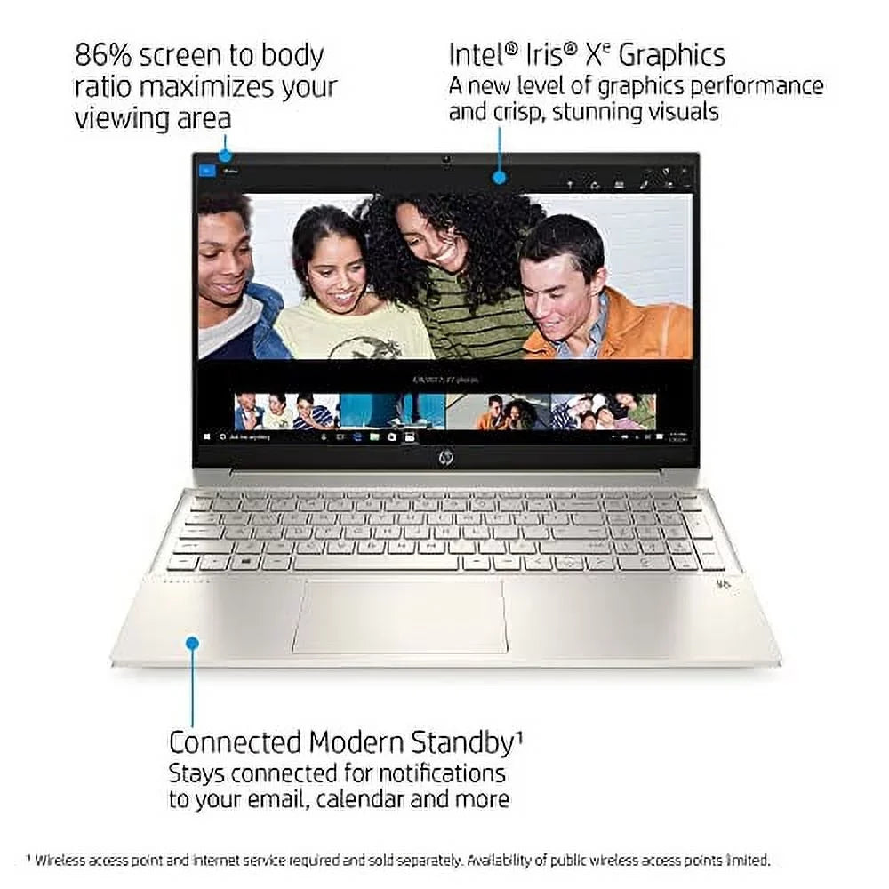 HP 2022 Pavilion 15.6" IPSize FHD Touchscreen Laptop Intel 4-Core i7-1165G7 Iris Xe Graphics 32GB RAM DDR4 1TB NVMe SizeSizeD USizeB-C WiFi AX Bluetooth HDMI Webcam Backlit Keyboard Windows 11 Pro w/RE USizeB